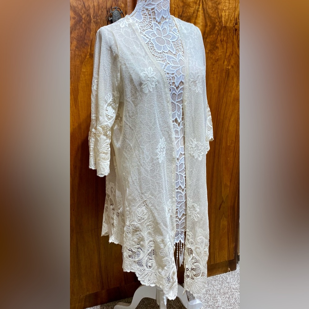 Daytrip White Lace  long Cardigan